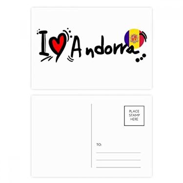 Imagem de Conjunto de cartões postais I Love Andorra Bandeira de palavras Love Heart Ilustration Cartão de felicitações de aniversário