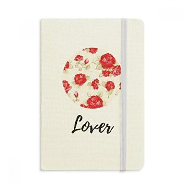 Imagem de Caderno de plantas com desenho em rosa vermelho capa dura em tecido oficial diário clássico