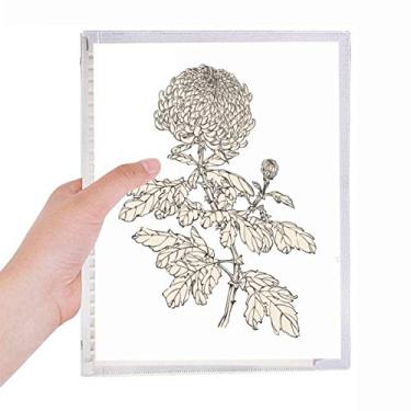 Imagem de Caderno de flores, preto, branco, crisântemo, folhas soltas, diário recarregável, papelaria