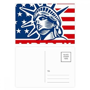 Imagem de Conjunto de cartão postal com estampa de estátua da América com liberdade para enviar cartões de agradecimento