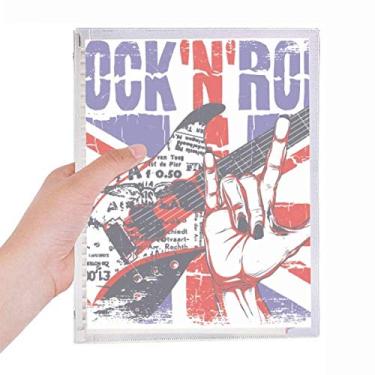 Imagem de Caderno de anotações de folhas soltas com estampa de guitarra da Inglaterra e bandeira do Reino Unido