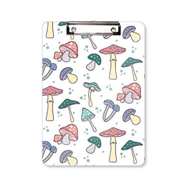 Imagem de Lindo cogumelo rosa azul ilustração prancheta pasta bloco de escrita placa de suporte A4