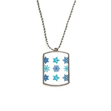 Imagem de DIYthinker Colar de aço inoxidável com pingente de identificação de cachorro com ilustração de floco de neve Circle mas