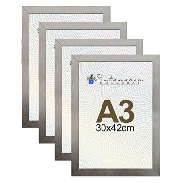 Imagem de Kit 4 Porta Retrato Molduras A3 30x42 Prateado