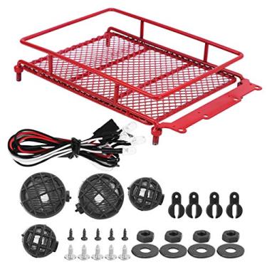 Imagem de xiangxin Rack de teto de Rc, acessórios de RC seguros para brinquedos Rc Rack de teto com LED, para montagem fácil de usar e acessórios de carro (vermelho)