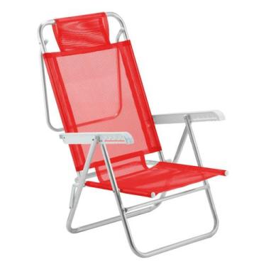 Imagem de Cadeira De Praia Reclinável Sun Glow Alumínio Vermelho - Amvc