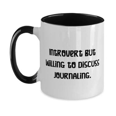 Imagem de Presentes chiques para diários, Introvert but Discuss Journaling, caneca perfeita de 325 ml para amigos de