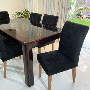 Imagem de Kit 8 Cadeiras Delux Para Sala De Jantar Em Sued Preto - Sua Casa Deco