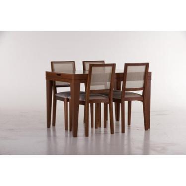 Imagem de Conjunto Sala De Jantar Mesa Extensível 120X80cm Com 4 Cadeiras Madri