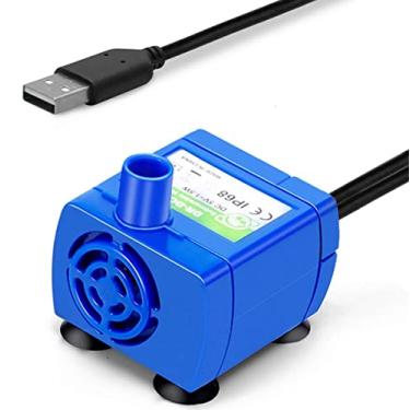 Imagem de Bomba de fonte de água para gatos, versão atualizada do motor da bomba de substituição da fonte do animal de estimação para redondo, cúbico, tampa de flor, cerâmica, dispensador de água de gato de aço inoxidável (plugue USB)