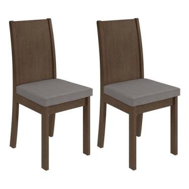 Imagem de Conjunto 2 Cadeiras Athenas Imbuia/Veludo Capuccino - Móveis Lopas