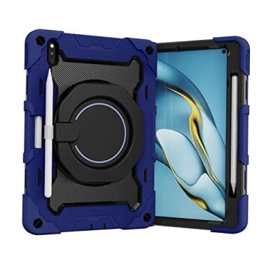 Imagem de Capa protetora para tablet Estojo infantil para Huawei MatePad Pro 10,8 polegadas, alça giratória de 360° Estojo três em um resistente a estilhaços, à prova de quedas, alça de ombro (Color : Dark blu
