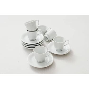 Imagem de Estojo com 6 Xícaras de de Café com Pires. Modelo Redondo Itamaraty. Decoração Noiva. Fabricado pela Porcelana Schmidt.