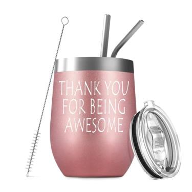 Imagem de Deitybless Presentes engraçados de agradecimento - Thank You for Being Awesome - presente de amizade, aniversário ou agradecimento, copo de vinho de aço inoxidável