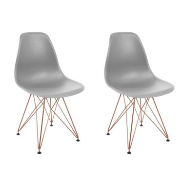 Imagem de Kit 2 Cadeiras Eames Design Eiffel Jantar Cinza Ferro Cobre