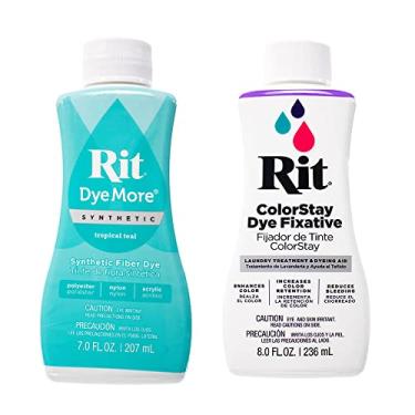 Imagem de Rit DyeMore Corante de fibra líquida sintética de 200 ml para roupas, decoração e artesanato – azul-petróleo tropical com fixador de cor
