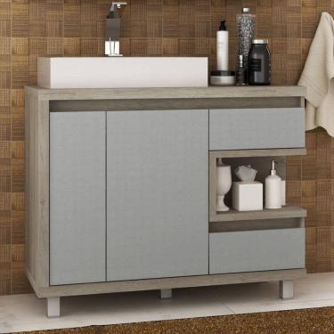 Imagem de Armário de Banheiro 100cm MDF Malbec Móveis Bosi Barrique/Argento