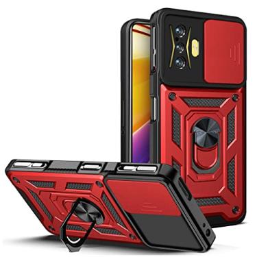 Imagem de YSNZAQ Capa de telefone à prova de choque de grau militar para Xiaomi Redmi K50 Gaming/Poco F4 GT, proteção de lente de janela deslizante com suporte magnético para carro capa para telefone Xiaomi Poco F4 GT SJ vermelha