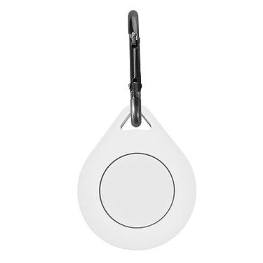 Imagem de Bestgift Capa de silicone, suporte portátil para rastreador Bluetooth em formato redondo com chaveiro compatível com AirTags Branco (formato de lágrima)