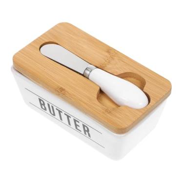 Imagem de HOLIDYOYO 1 Conjunto caixa de manteiga guardião de manteiga de cerâmica manteigueira de cerâmica utensilios para cozinha utensílios de cozinha fatiador de queijo porta queijo para