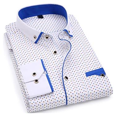 Imagem de Men's Long Sleeve Shirt Print Slim Fit Dress Shirt Men's Soft And Comfortable Shirt (Color : SH218, Size : Asian Size 8XL or 48)