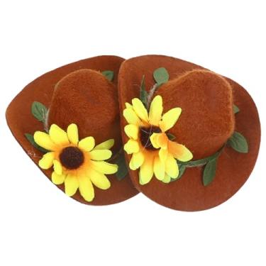 Imagem de IMIKEYA 2 Peças Mini Chapéus Cowboy Ocidental Chapéus Feltro Em Miniatura Chapéu Garrafa Vinho Chapéu Boneca Fofo Com Flor Mini Viseira Chapéus Para Casa Bonecas