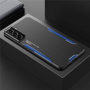 Imagem de Capa traseira de telefone combinada de metal TPU para Samsung Galaxy S22 S20 S10 S9 S8 S21 Plus Ultra FE Note 20 8 9 10 Ultra A53 A52, azul, para S20 Plus