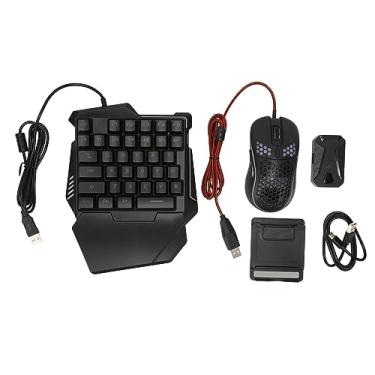 Imagem de TeamSky Conjunto de teclado e mouse para jogos com uma mão, conjunto conversor de teclado RGB, teclado mecânico com fio e mouse para jogos, para Android Harmony