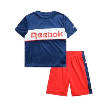 Imagem de Reebok Conjunto de shorts ativos para meninos – pacote com 2 camisetas de desempenho dry fit e shorts de academia (bebês/meninos), Azul batik, 5