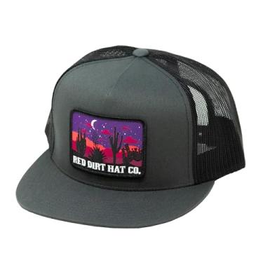 Imagem de Red Dirt Hat Company Boné snapback ajustável com 5 painéis (carvão/preto - anoitecer), Carvão/preto - Nightfall