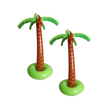 Imagem de The Season Toys Pacote com 2 palmeiras infláveis grandes de 1,7 m para decoração à beira da piscina, decoração para festas tropicais, havaianas e aloha e festas à beira da piscina