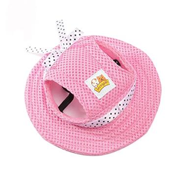 Imagem de Chapéu de cachorro com alça de pescoço ajustável e confortável da Leconpet Princess Pet para cães pequenos e grandes em proteção solar nas portas (G, rosa)