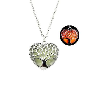 Imagem de Colar de coração grosso luminoso roxo vermelho azul verde colar com pingente de coração para mulheres e homens, joia de presente que brilha no escuro, Medium, Metal, Sem Pedra Preciosa