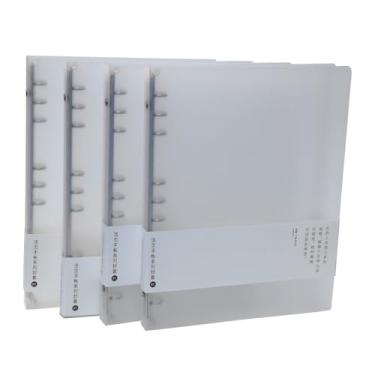 Imagem de Fichário de plástico redondo de PVC para fichário protetor de fichário de folhas soltas caderno recarregável (B5, branco pacote com 4)