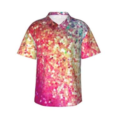 Imagem de Xiso Ver Camiseta masculina havaiana para festa de unicórnio arco-íris casual manga curta casual praia festa verão praia, Roxo brilhante, P
