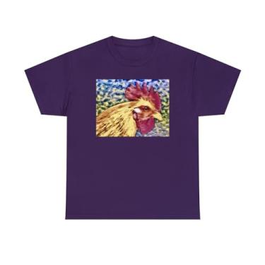 Imagem de Camiseta de algodão pesado unissex Rooster 'Spencer #2', Roxo, 5G