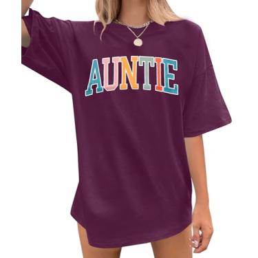 Imagem de Camiseta feminina Aunt Best Auntie para chá de bebê, anúncio do Dia das Mães, camisetas de manga curta, Roxa, G