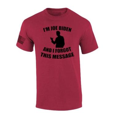 Imagem de Camiseta masculina divertida de manga curta masculina political Biden Forgot This Message, Cereja Antiga, GG