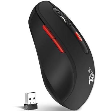 Imagem de HZD Mouse sem fio, mouse óptico ergonômico de 2,4 G com receptor USB, mouse de computador para laptop, PC, computador, Chromebook, notebook, 6 botões, mouse silencioso com 3 níveis de DPI ajustáveis