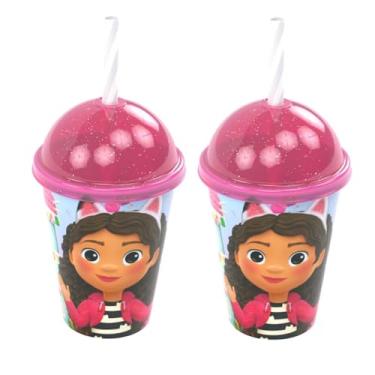 Imagem de Kit com 2 Copos Infantil Shake c/Canudo A casa Mágica da Gabby 280ml