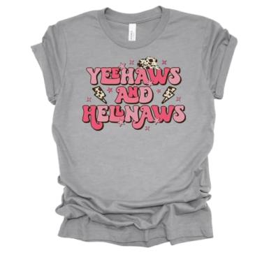 Imagem de Trenz Shirt Company Camiseta feminina divertida de manga curta Yee Haws and Hell Naws Country, Cinza atlético, 3G