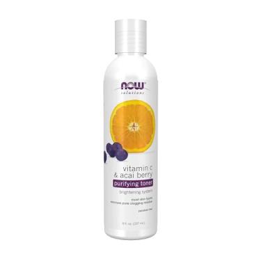 Imagem de NOW Solutions, tonificador purificador de vitamina C e açaí, sistema de clareamento, remove resíduos de entupimento de poros, 20 ml (pacote com 1)