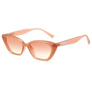 Imagem de Cyxus Óculos de sol feminino 2024 Cateye com proteção UV, lentes AC, armação de policarbonato ultraleve, óculos escuros femininos, 1146 - Armação laranja - Lente laranja, Small