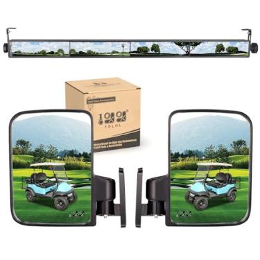 Imagem de 10L0L Espelho lateral dobrável para carrinho de golfe e espelho retrovisor de 4 painéis, ajuste universal EZGO Club Car Yamaha, combo de espelhos panorâmicos amplos ajustáveis para carrinho de golfe