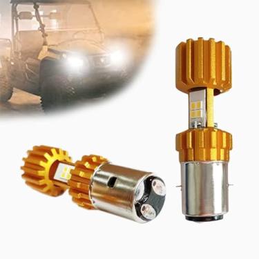 Imagem de Hisun Lâmpada de farol LED Hi/Lo Beam para UTV ATV 400 500 700 800, Massimo MSU500, Coleman UT400 UT500 UT700, CT200U Mini bicicleta, motocicleta (lâmpada LED BA20D serve tanto AC quanto CC)
