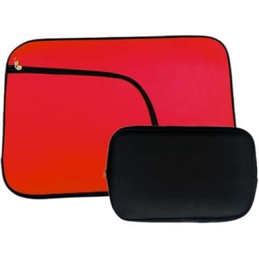 Imagem de Kit Capa para Notebook com bolso 14, 15.6, 16 e 17 Polegadas e Capa de Hd Externo ou Necessaire Porta Cabos (Vermelho)