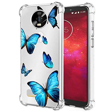 Imagem de Zoeirc Capa para Moto Z3, Motorola Z3 Play capa transparente para meninas e mulheres, capa protetora transparente de TPU macio à prova de choque para Motorola Moto Z3 (borboleta)