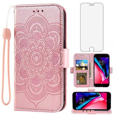 Imagem de Asuwish Capa carteira compatível com iPhone 7plus 8plus 7/8 Plus e protetor de tela de vidro temperado, capa flip com suporte de cartão, capas para celular para iPhone 7s 7s + 7+ 8s 8+ Phones8 7p 8p