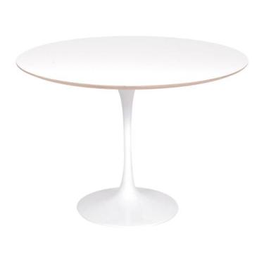 Imagem de Mesa Saarinen Redonda Fórmica Branca 107cm - Base Branca - mgsaarinen