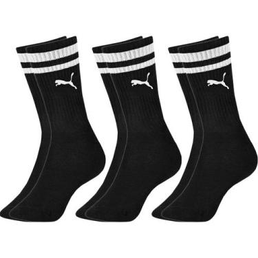 Imagem de Kit 3 Pares Meias Puma Cano Alto Masculina Algodão Meia Masculina Femi